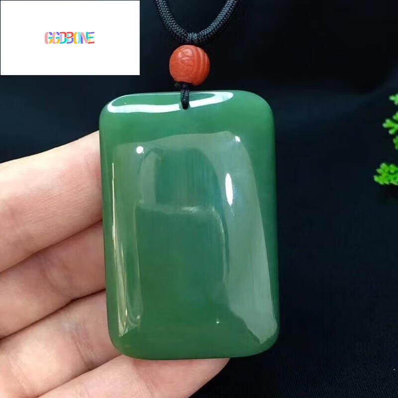 GGDBONE和田玉碧玉平安无事牌吊坠男女玉坠项链挂件送礼34*53*10.