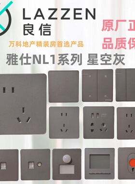 Nader良信N1L星空灰单联双控一开五孔16A空调电脑USB开关插座面板