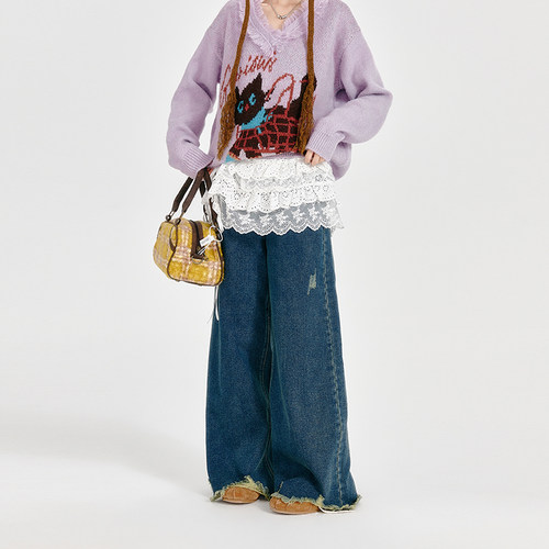 Girlyhalo美式芭蕾风白色捏褶屁帘女一片式多层叠穿百搭蛋糕裙片