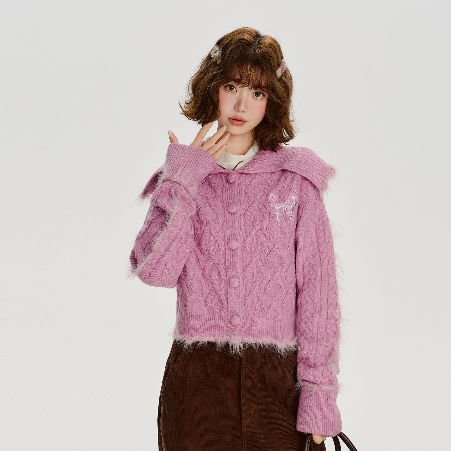 Girlyhalo美式复古甜酷海军领毛衣外套女秋季新款短款针织衫上衣,女装/女士精品,毛衣,淘宝优惠券,粉丝福利购,淘宝优惠卷