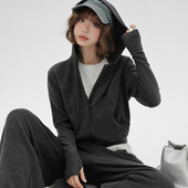 Girlyhalo韩式 慵懒风连帽卫衣阔腿裤 运动休闲卫衣套装 女春秋新款