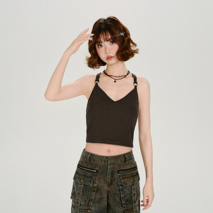 修身 Girlyhalo美式 设计感短款 新款 上衣 复古带胸棉吊带背心女夏季