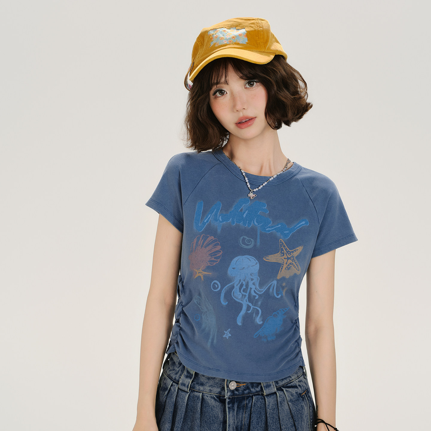 Girlyhalo美式复古印花插肩短袖t恤女夏季新款镂空绑带设计感上衣,女装/女士精品,T恤,淘宝优惠券,粉丝福利购,淘宝优惠卷