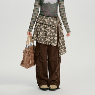 Girlyhalo美式复古星星蕾丝半身裙女一片式百搭叠穿屁帘