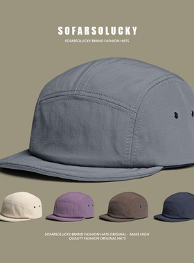 日系复古短檐鸭舌帽男美式软檐五片帽夏季薄款速干透气运动棒球帽