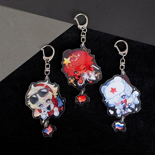 同人原创CH国拟五常钥匙扣夹层亚克力高清挂件英美法俄瓷动漫周边