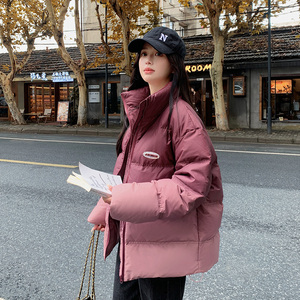 紫色渐变立领羽绒服女2024冬季新款美式高级感时尚休闲白鸭绒外套图片