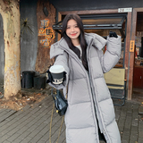 休闲灰色连帽中长款羽绒服女冬超火好看高级感白鸭绒加厚保暖外套，女装羽绒服，浙宝123A