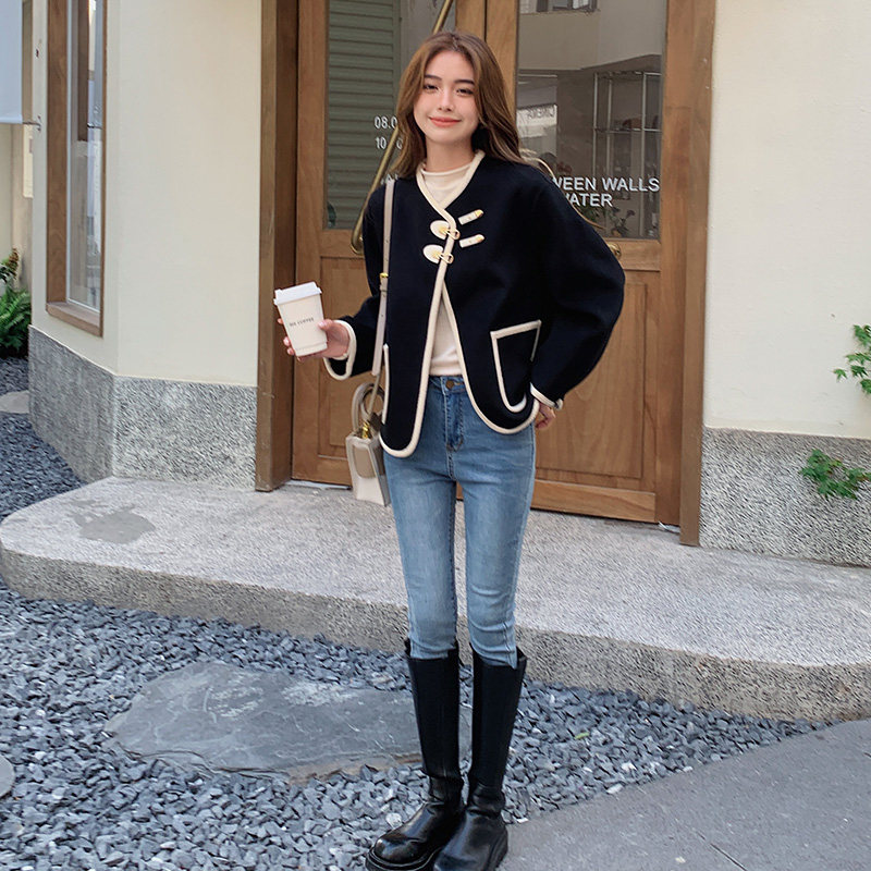 新款！22年秋冬短款小香风毛呢外套123A-9021-P155-K228,女装毛呢外套,浙宝123A