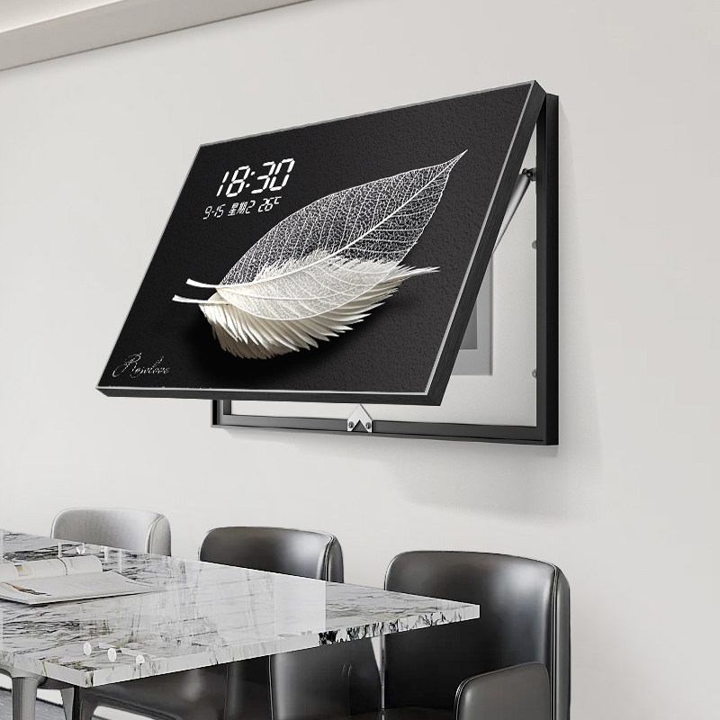 万年历电表箱装饰画带钟表2025新款免打孔配电箱遮挡画挂画电子钟