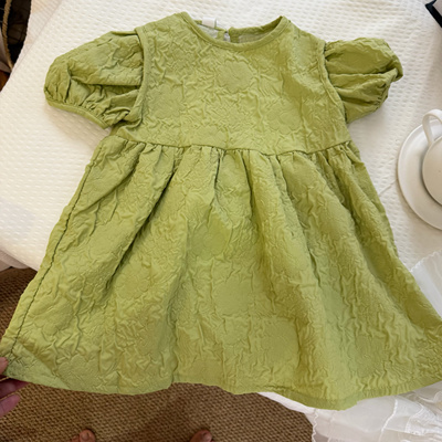 AH品牌女童连衣裙夏2025女宝花朵公主裙薄款浅绿仙女裙印花公主裙