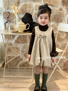 女童加绒背心裙2026冬装儿童加厚保暖碎花连衣裙女孩冬装背心裙子