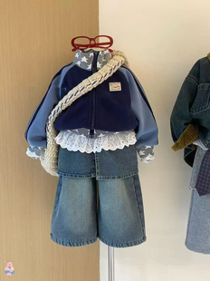 女童加绒棒球服秋冬2025女宝拉链衫休闲开衫加绒加厚星星卫衣外套