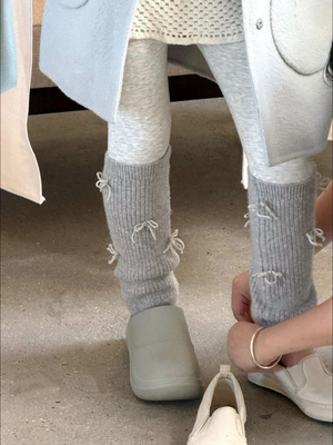 女童袜套款打底加绒秋冬2025女宝蝴蝶结拼接一体绒无骨高弹力裤子