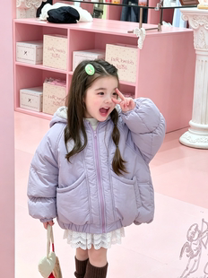 女童棉服外套2026冬装儿童加厚款保暖棉衣女孩冬装连帽面包服棉袄