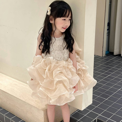 女童亮片公主裙连衣裙夏2025女宝背心裙周岁裙儿童蓬蓬tutu蛋糕裙