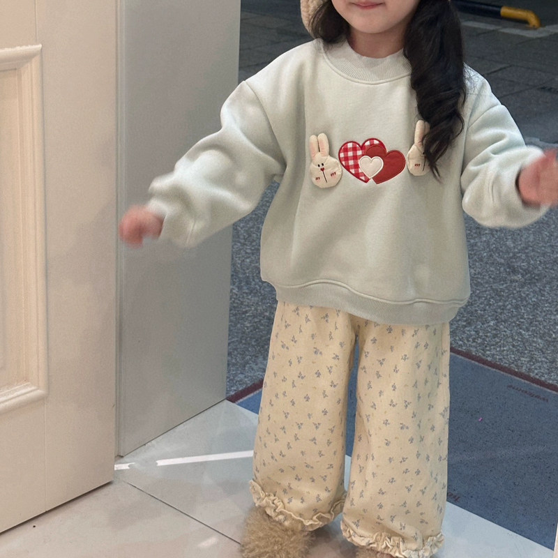 儿童加绒兔子卫衣秋冬2025女童套头复合一体绒上衣花边碎花裤套装,童装/婴儿装/亲子装,套装,淘宝优惠券,粉丝福利购,淘宝优惠卷