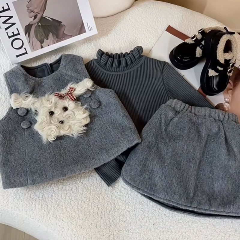 女童加绒马甲背心套装