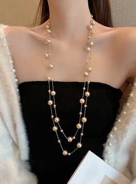 跨境人造珍珠项链高级感秋冬时尚