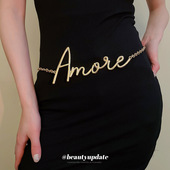 欧美跨境不规则英文字母腰链个性 小众设计感腰带轻奢高级感饰品女