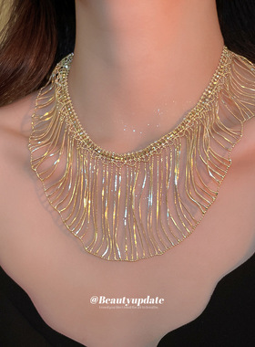 欧美跨境镂空流苏项链个性时尚轻