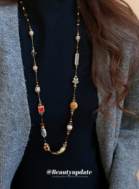 蝴蝶花朵陶瓷爱心人造水晶款项链