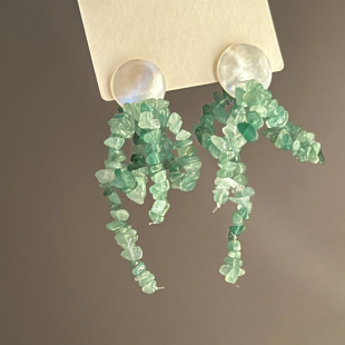 银针森系小清新天然石蝴蝶结耳钉甜美少女心耳环文艺风百搭耳饰女