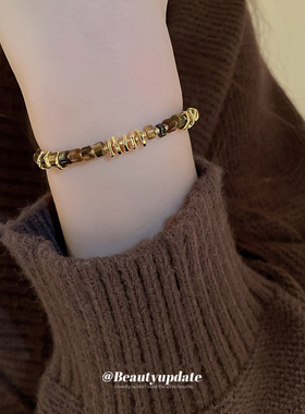 新款虎眼石几何手链秋冬复古新款