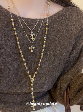 欧美跨境十字架Y型项链项链小众