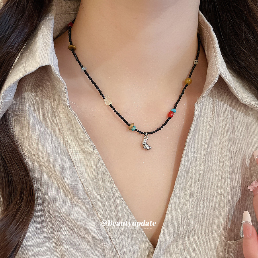 天然石水晶串珠吊坠项链复古民族