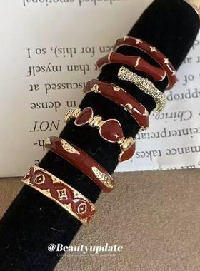 14k真金电镀滴油开口戒指新中式