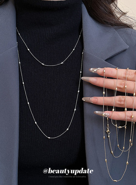 金属米粒串珠叠带项链韩系ins轻