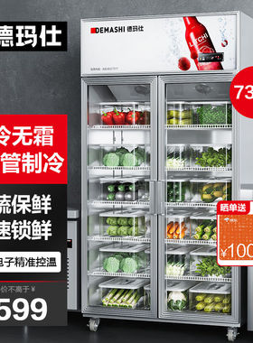 德玛仕大容量玻璃冷藏保鲜展示柜冷鲜花蔬菜水果啤酒点菜保鲜柜陈