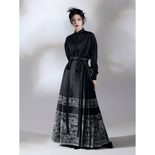 希柏诗新款马面裙大码200斤加肥加大胖妹妹新中式国风明制汉服改