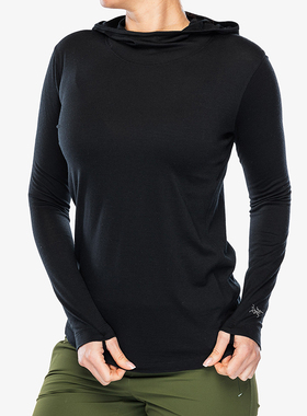 现货始祖鸟美利奴羊毛连帽长袖T恤Arcteryx Lana女防臭速干6291