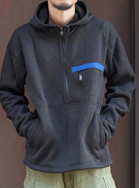 25新款巴塔Better Sweater半拉链抓绒衣套头连帽加绒卫衣男26245