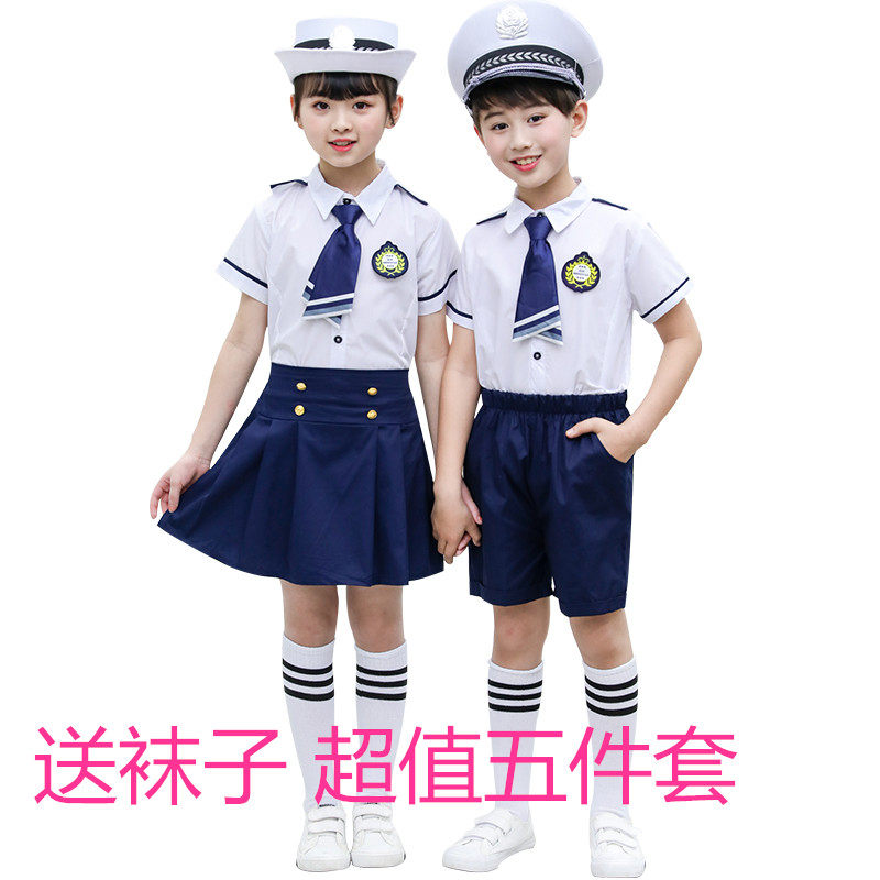 中小学生班服幼儿园园服新款夏款校服网红套装海军衬衫英伦学院风