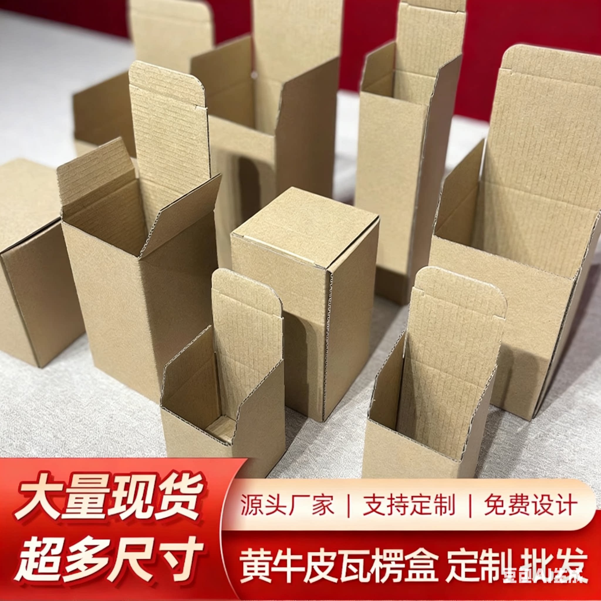 牛皮纸包装盒E瓦通用加厚三层易碎品玻璃杯外包装盒现货瓦楞纸盒