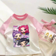 Kpop 衣服女孩子上衣 儿童纯棉粉红插肩短袖 猎魔女团女童T恤夏季 款
