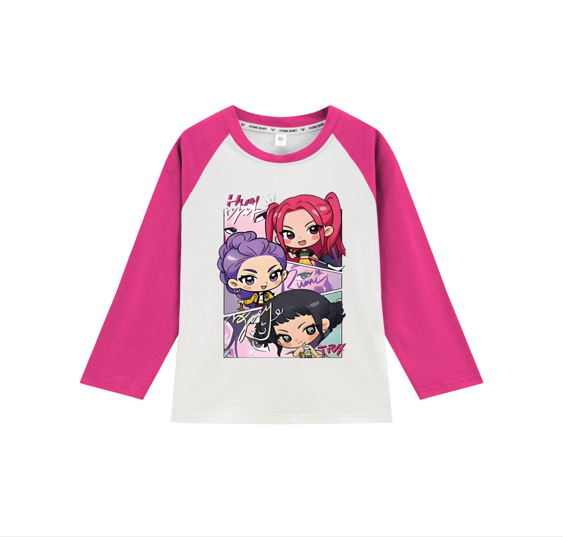 儿童纯棉长袖衣服猎魔女团中大童潮流插肩T恤新款百搭上衣打底衫