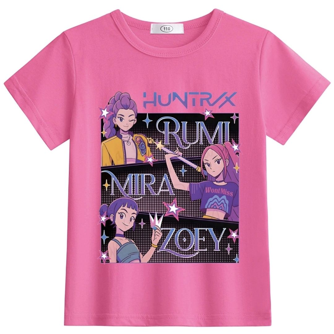 2025新款上衣卡通kpop猎魔女团周边夏装儿童短袖纯棉夏季半袖