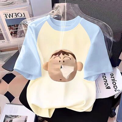 儿童阿呆抽纸t恤流鼻涕纸巾女童男童搞笑短袖T恤夏季新款上衣衣服