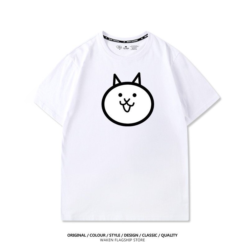 恶搞趣味丑萌喵星人猫咪大作战夏季纯棉宽松男女短袖T恤上衣服潮
