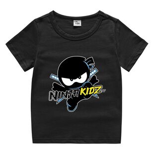 儿童跨境外贸卡通图案NINJA KIDZ男女童装纯棉短袖T恤儿童上衣
