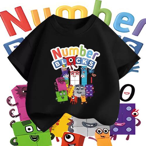 Numberblock数字积木男女童纯棉透气短袖t恤儿童半袖上衣生日礼物