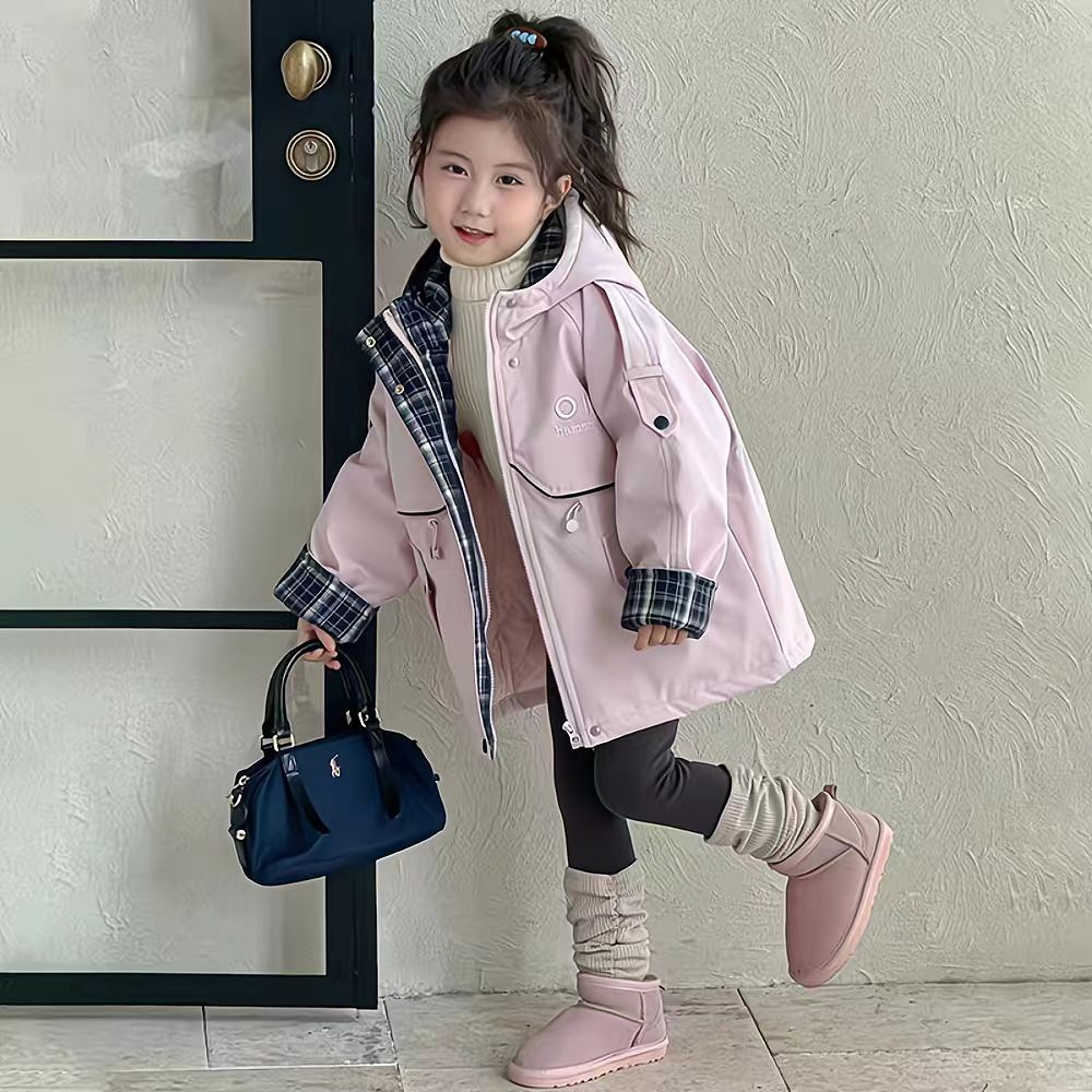 女童加厚洋气中长款冲锋衣潮
