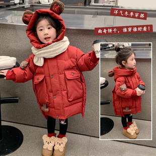 童装女童2025年中长款棉衣儿童夹棉加厚冬装小学生冬天洋气棉服潮