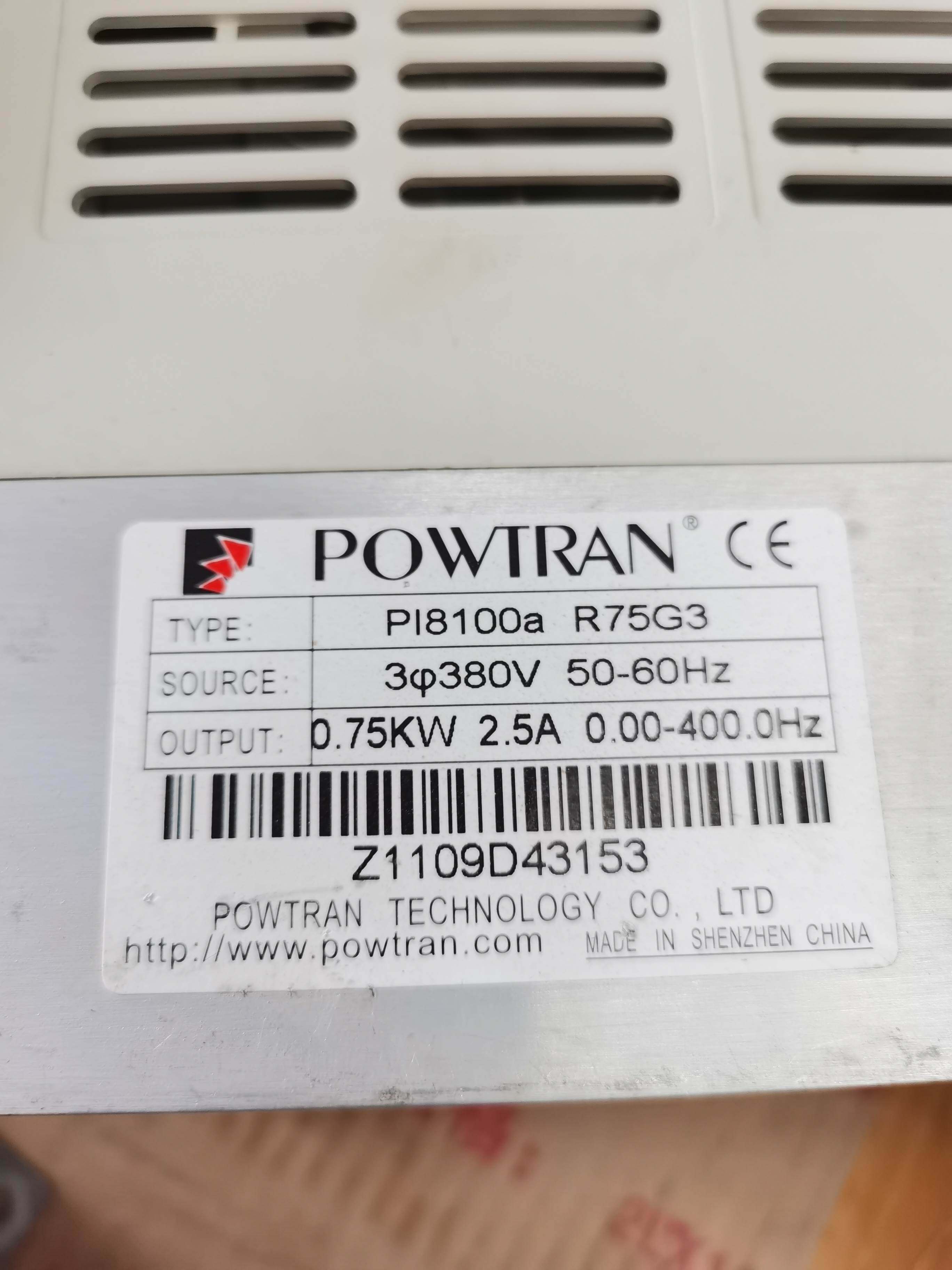 普传变频器p18100a r75g3 0.75kw 380v实物图现货包好