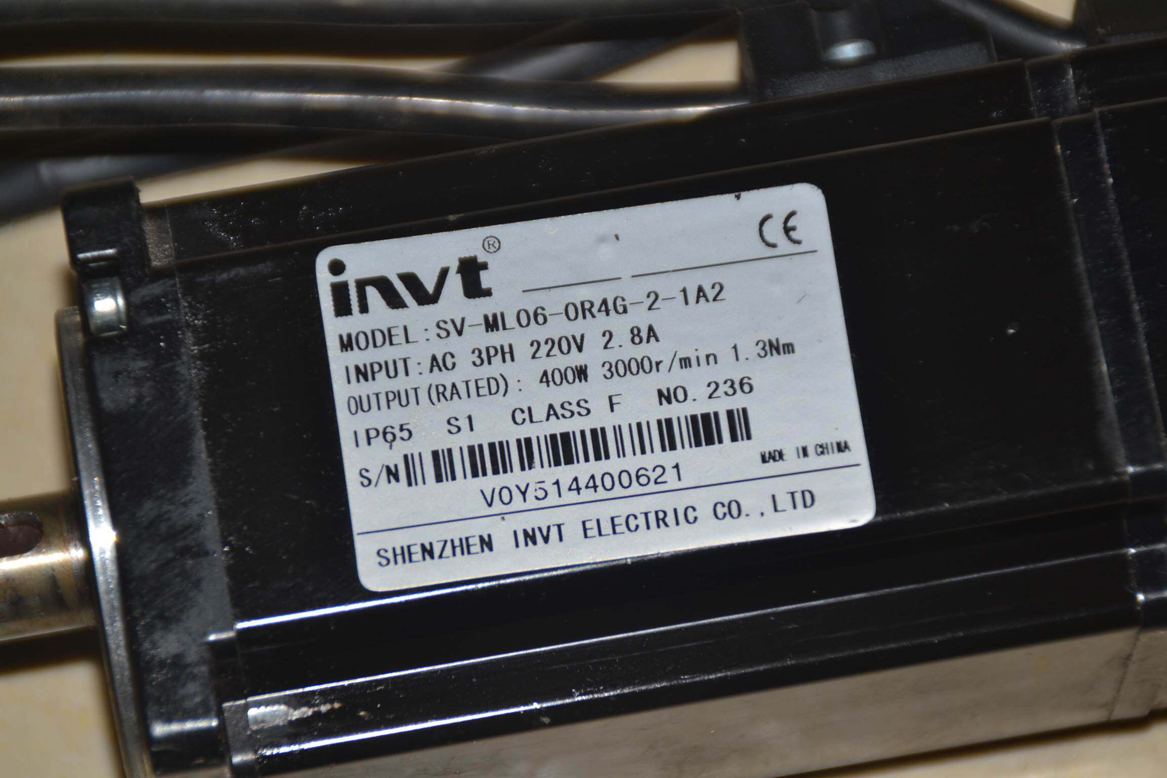 英威腾sv-da200-0r4-2-e sv-ml06-0r4g-2-1a2 400w带刹伺服电机