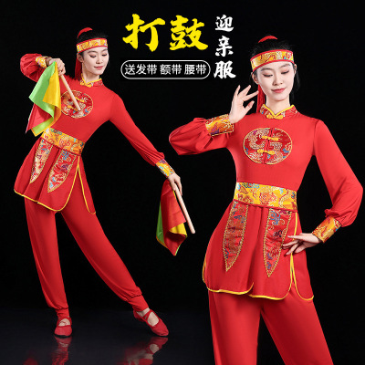 打鼓演出服新款套装民族锣鼓队腰鼓大鼓水鼓舞蹈服中国风龙纹2502